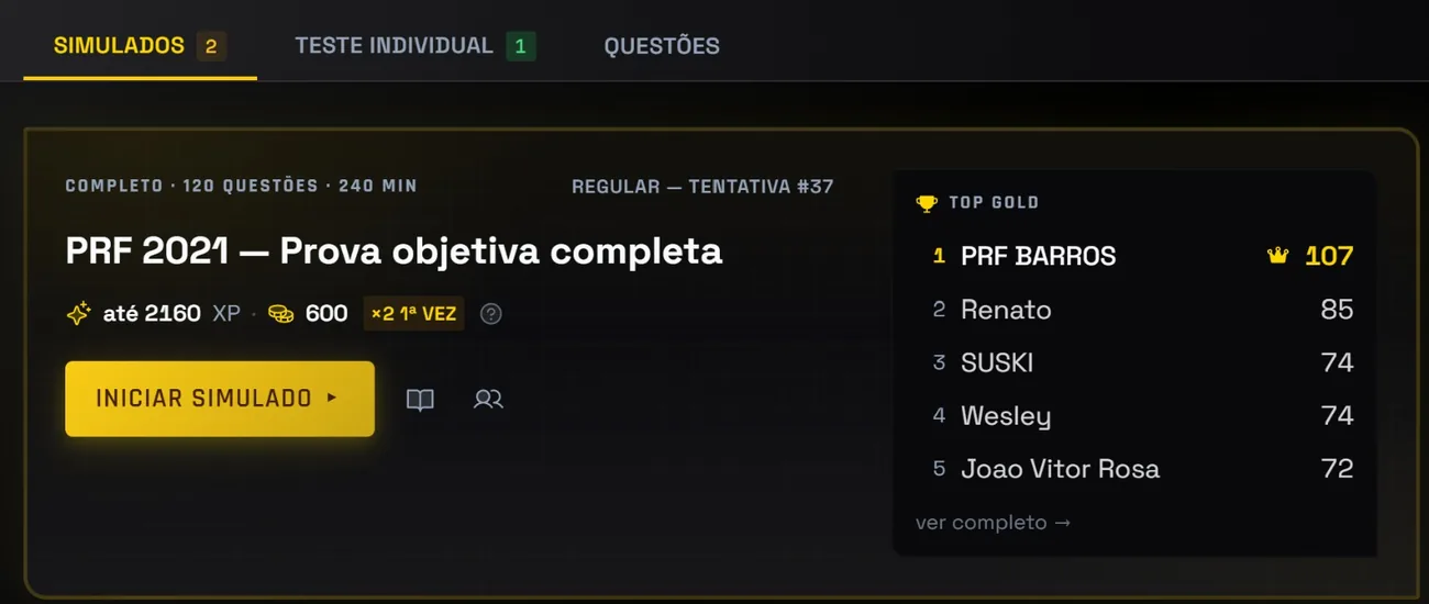 Área real de simulados do Sistema 4P