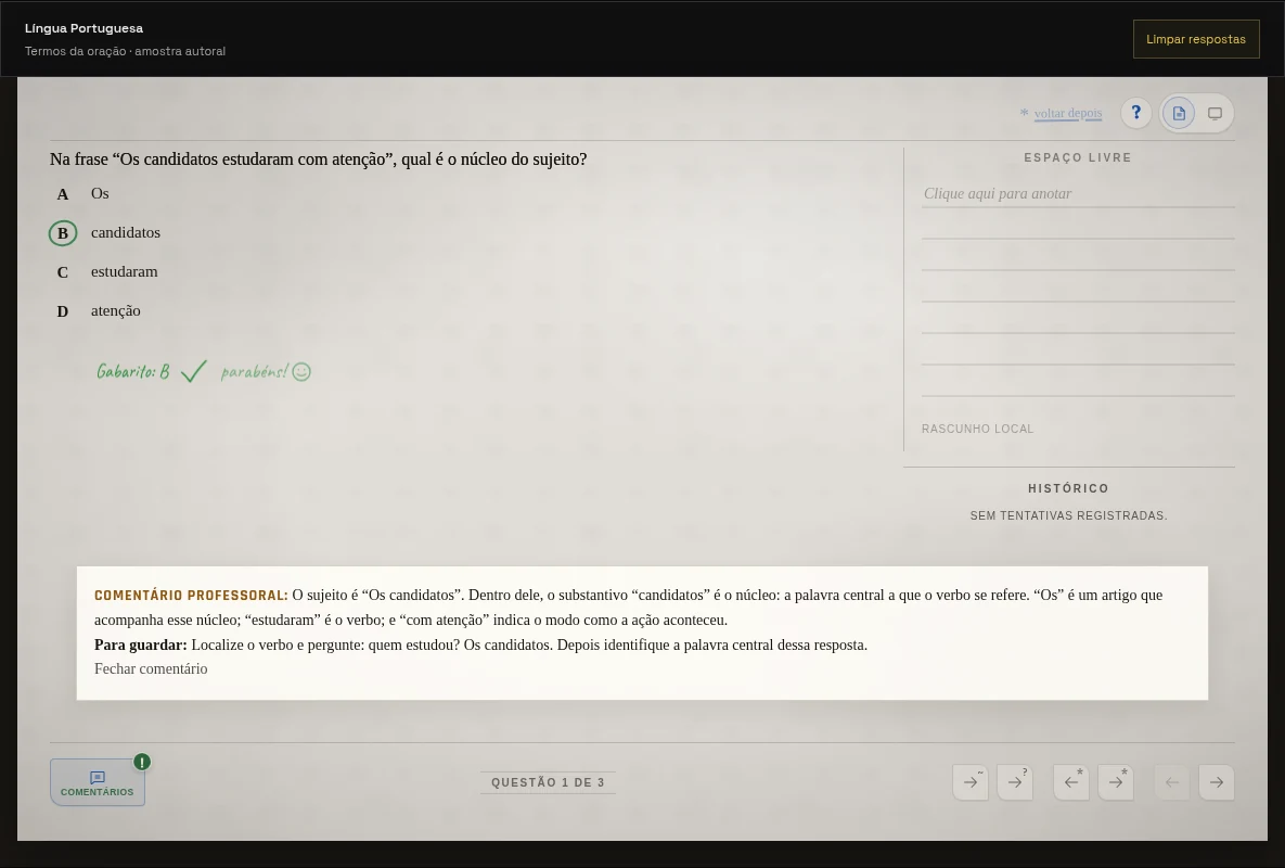 Questão respondida com comentário na folha original do 4P